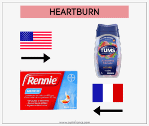 American medication and French equivalent antacid tums heartburn