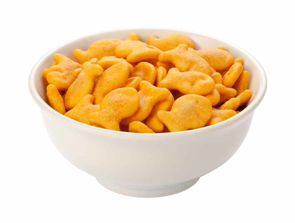 Goldfish Crackers in a white dish