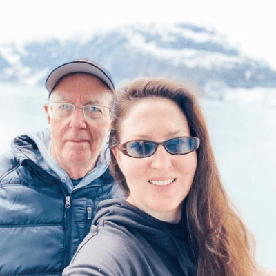 my dad and I in glacier bay alaska holland america cruise